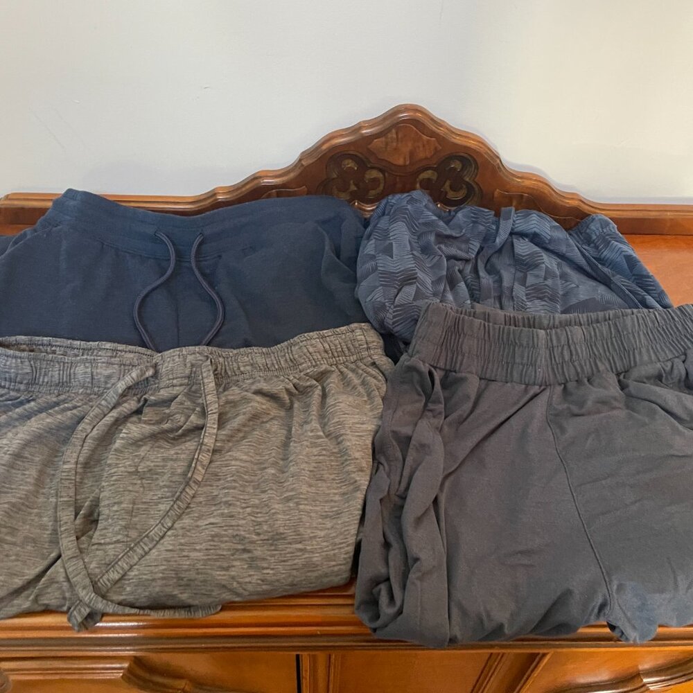 Lot 4 men's lounge pants elastic waist drawstring small blue gray driworks etc